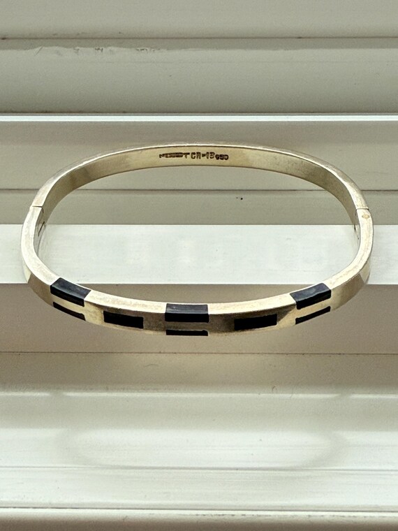 silver and onyx bangle - image 1