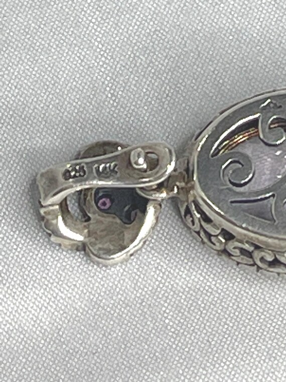 14k Gold & Sterling Silver Amethyst Pendant - image 3