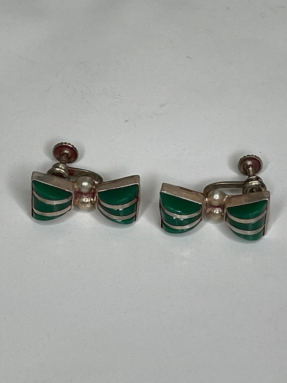 1940’s silver and green stone earrings