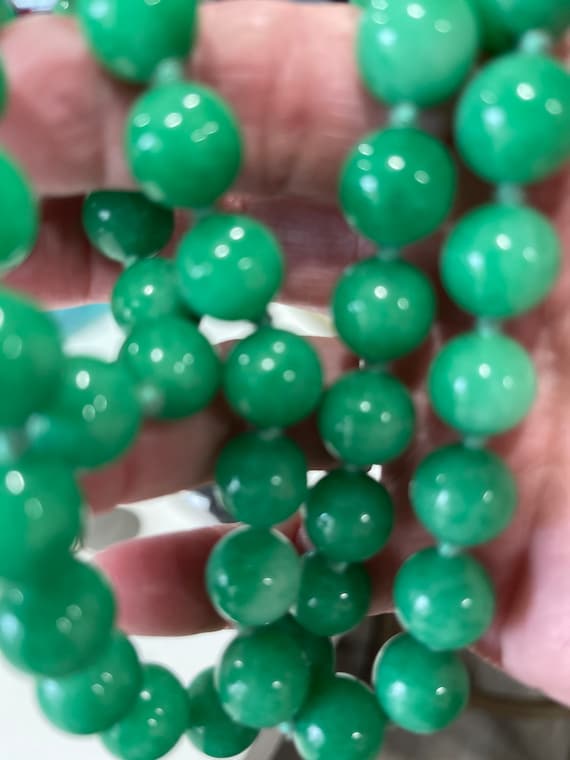 Jade Beaded Necklace: 54 Double Knotted Beads - image 3