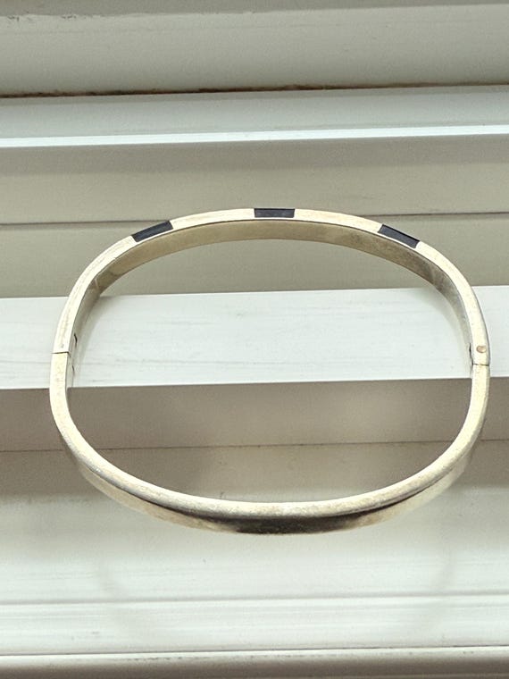 silver and onyx bangle - image 3