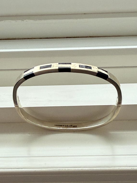 silver and onyx bangle - image 2