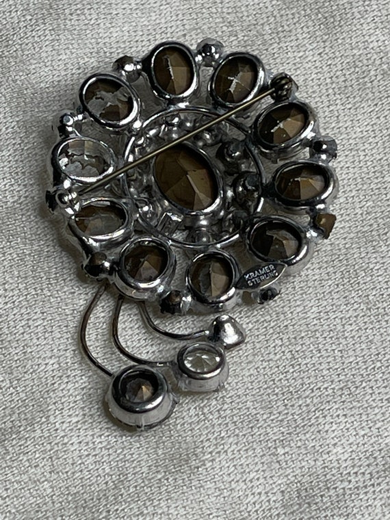 Sterling Rhinestone Brooch by Kramer - image 3