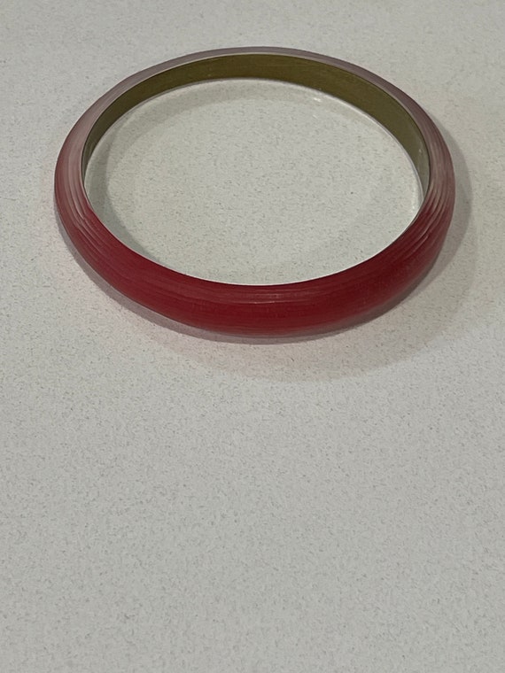 Red Lucite Bangle - image 1