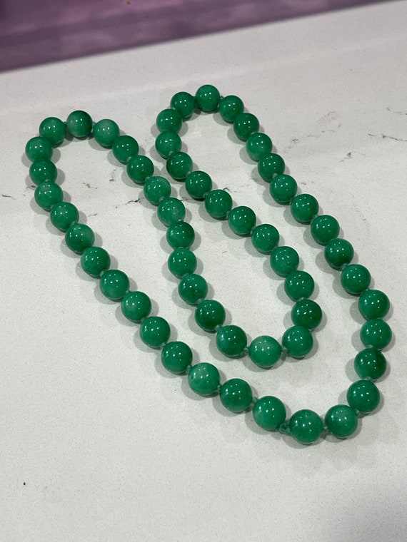 Jade Beaded Necklace: 54 Double Knotted Beads - image 1