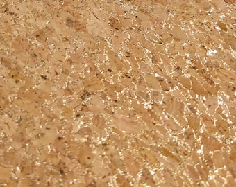 Gold Flecked Cork Fabric Sheets: Natural Faux Leather Material
