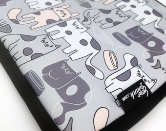 Funda para portátil de 13 a 15 pulgadas con estampado de gatos grises, resistente al agua, de neopreno.