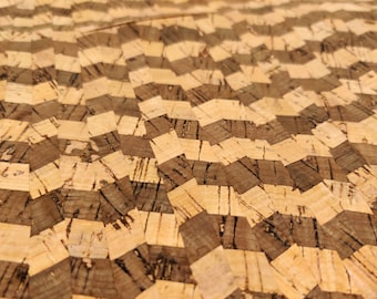 Natural Cork Fabric, Cork Leather Material, Black Chevron Cork Faux Leather Sheets for Sewing, Hair Bows, Earrings, Shoes, Bags, Purse