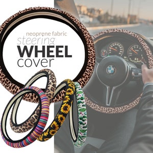 Leather Steering Wheel Cover For Women Cute Car - Temu