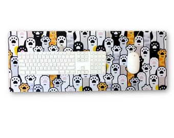 Cat Paws Print Mousepad: Large Neoprene Desk Mat