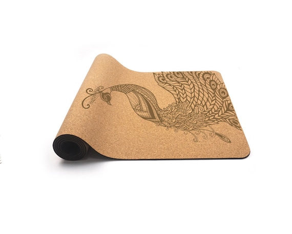 Cork Yoga Mat Latex Free or Natural Rubber Extra Long Non-slip Mat for Hot  Yoga W/ Carrying Strap Peacock, Dolphin, Lotus, Elephant 