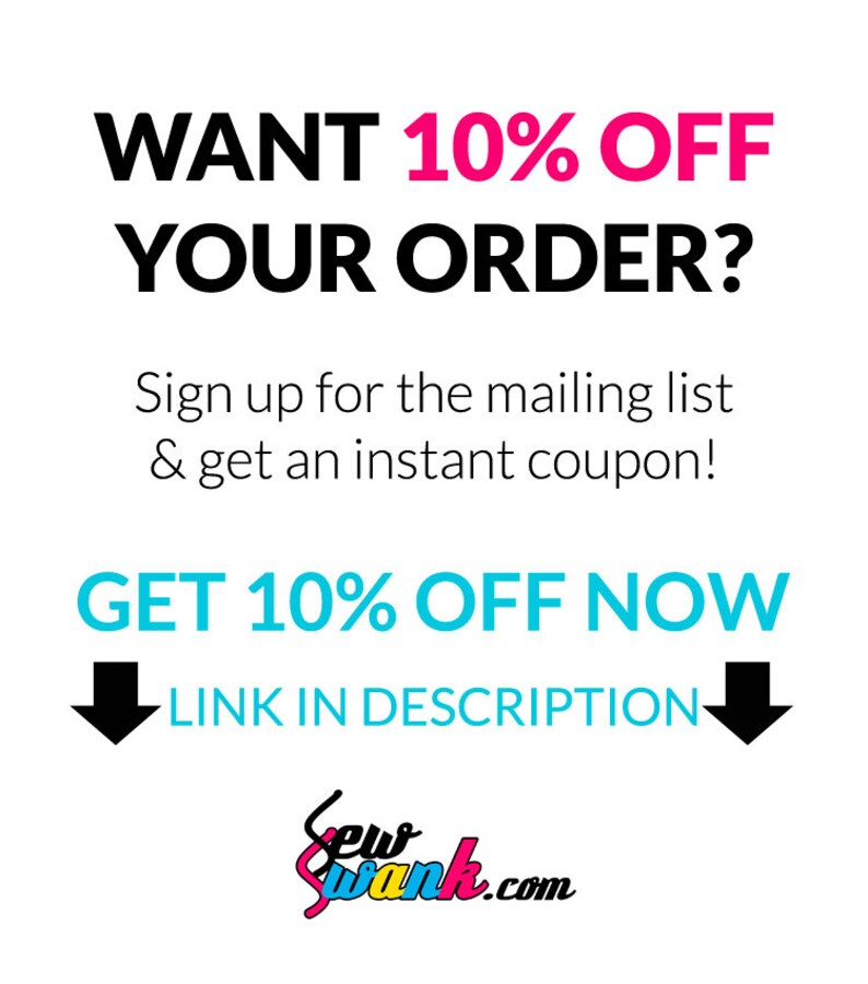 May include: White background with black and pink text that reads "WANT 10% OFF YOUR ORDER?" and "GET 10% OFF NOW". The text encourages signing up for a mailing list for a coupon. The image includes a logo and the text "LINK IN DESCRIPTION".