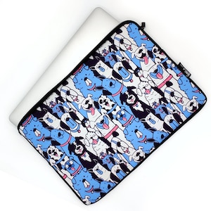 Blauwe Happy Dogs Print 13-15 Inch Macbook Air Sleeve, Laptoptas, Zachte Waterbestendige Neopreen Cover, Laptoptas, Notebook Pouch Skin Cover