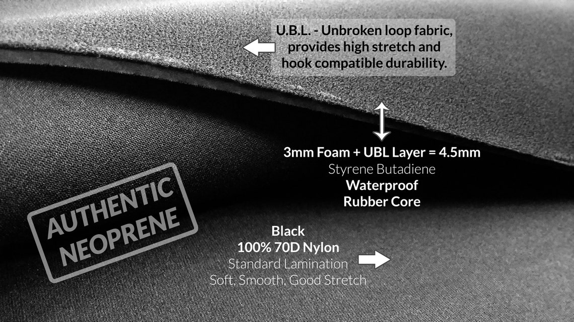 Wide Loop Fabric Black Neoprene Fabric 4.5mm UBL Unbroken | Etsy