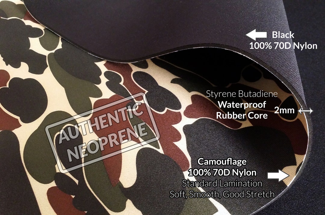 2mm Camouflage Neoprene Fabric Cloth, Scuba Wetsuit Material, Stretch Neoprene Fabric for Sewing