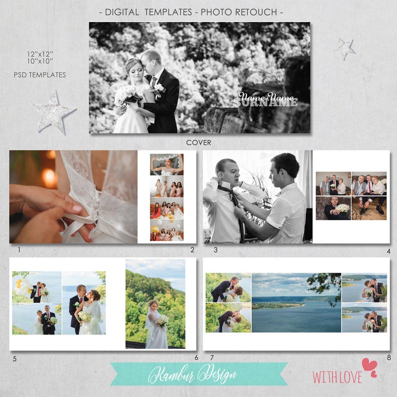 Download 12x12 10x10 Psd 40 Pages Wedding Album Template 20 Etsy PSD Mockup Templates