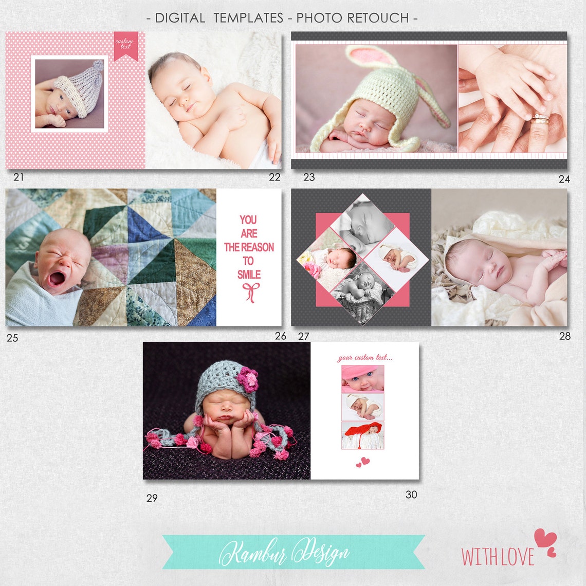 12x12 10x10 PSD 30 pages Album Template Newborn baby Etsy