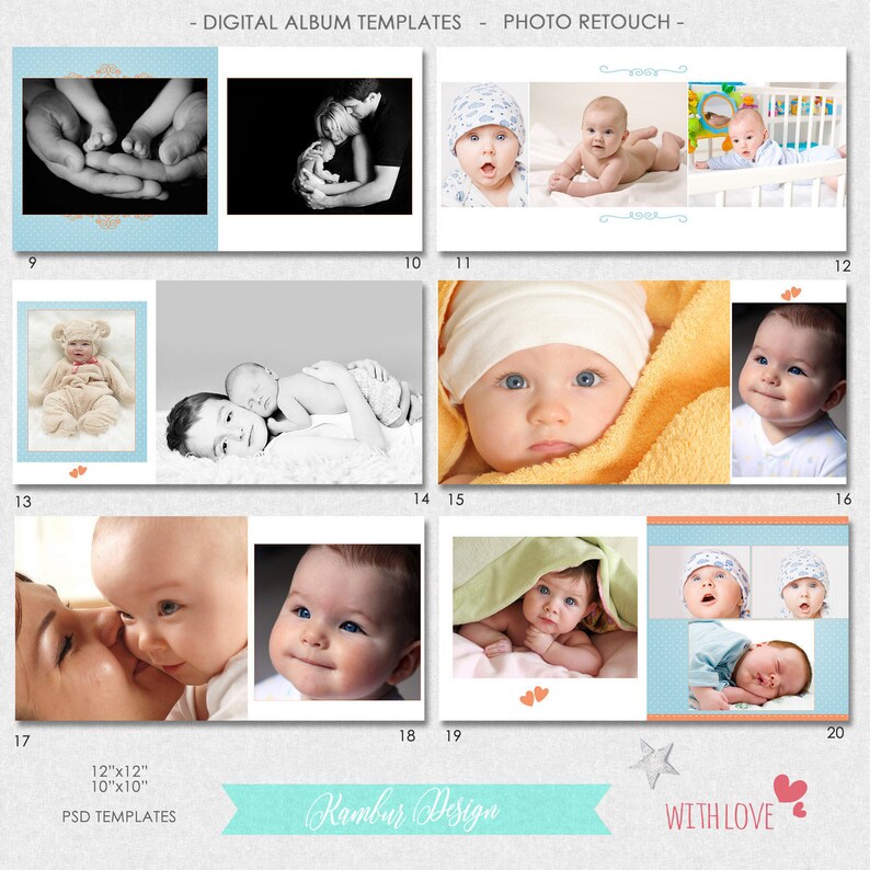 12x12 10x10 PSD 30 Pages Album Template Newborn Baby Etsy