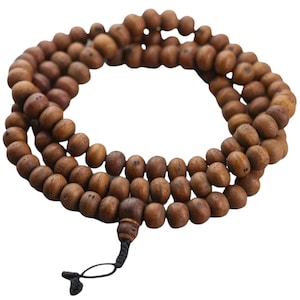 Natural One Eye Flat Bodhi Seed Mala, Tibetan Mantra, Om Mani Padme Hum Japa Mala, Prayer Bead, Yoga Prayer Mala, Nepali Bodhi Mala, 12 mm