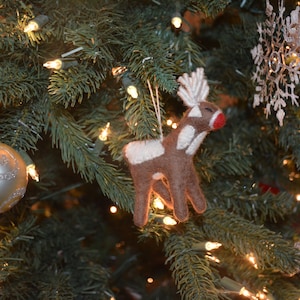Felt wool Christmas Ornament - Hanging Ornament- Rudolph Red Nose Reindeer