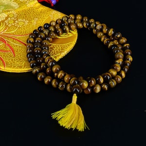 8mm Tiger&#39;s Eye 108 Beads Mala (Necklace)