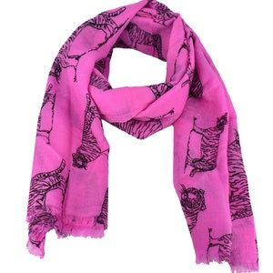 100% Pashmina/Cashmere Shawl- Tiger Print (Pink)