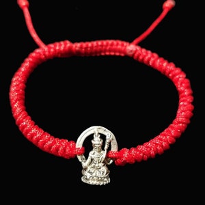 Sterling Silber Guru Rinpoche Buddha Original tibetisch-buddhistischen Glücksknoten Seil Armband, Yoga, Meditation Armband
