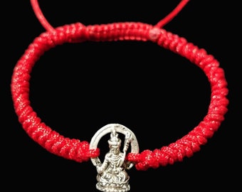 Sterling Silver Guru Rinpoche Buddha Original Tibetan Buddhist Lucky Knot Rope Bracelet, Yoga Bracelet, Meditation Bracelet