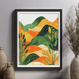 Landscape Modern Cross Stitch Pattern PDF,Nature Cross Stitch Pattern, Beautiful Landscape pattern,Mountains,Digital download