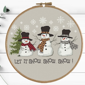 Christmas cross stitch pattern, Snowman cross stitch pattern, New year cross stitch PDF