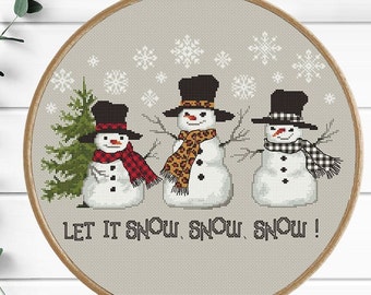 Christmas cross stitch pattern, Snowman cross stitch pattern, New year cross stitch PDF