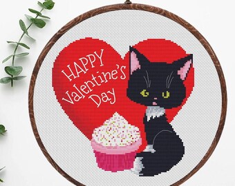 Cat cross stitch pattern,Easy modern cross stitch , Cat Love cross stitch pattern, Cat lovers cross stitch , Instant download PDF