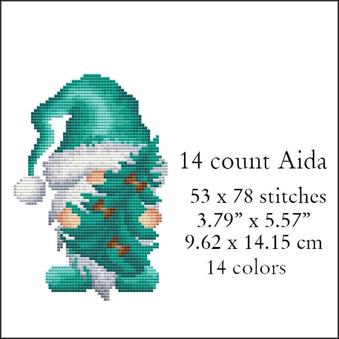 Set Christmas Gnome Cross Stitch Pattern Modern Easy Cross Etsy