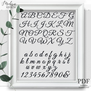 Elegant Script Alphabet Cross Stitch Pattern | Wedding Monogram Font (PDF Download)