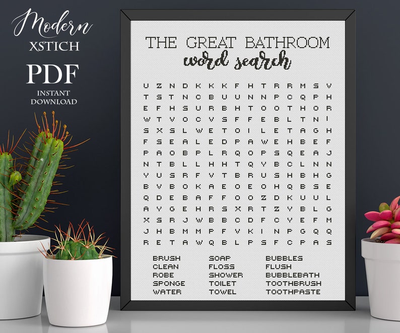 以下が含まれることがあります： 「The Great Bathroom Word Search」というタイトルの白黒の印刷可能な単語検索パズル。パズルは、バスルームに関連する単語（「brush」、「soap」、「bubbles」、「clean」、「floss」、「flush」、「robe」、「shower」、「bubblebath」、「sponge」、「toilet」、「water」、「towel」、「toothbrush」、「toothpaste」など）を含む文字のグリッドを特徴としています。