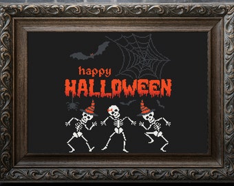 Halloween Hall of Fame Cross Stitch Pattern – Funny Skeletons PDF Instant Download