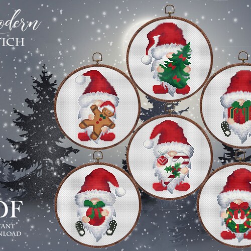 Christmas Santa Cross Stitch Pattern PDF Easy Simple Scene Etsy