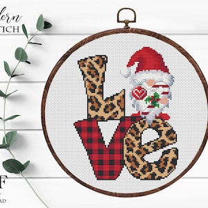 Christmas Gnome Cross Stitch Pattern Modern, Easy cross stitch pattern, Instant download PDF