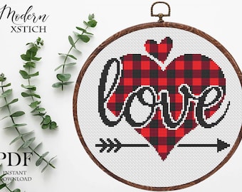 Valentines Love Heart Cross Stitch Pattern (PDF)