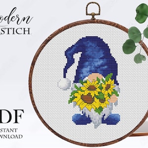 ウクライナのノームクロスステッチパターン 戦争のないクロスステッチパターン ウクライナと共に立つ xstitch 即時ダウンロード PDF