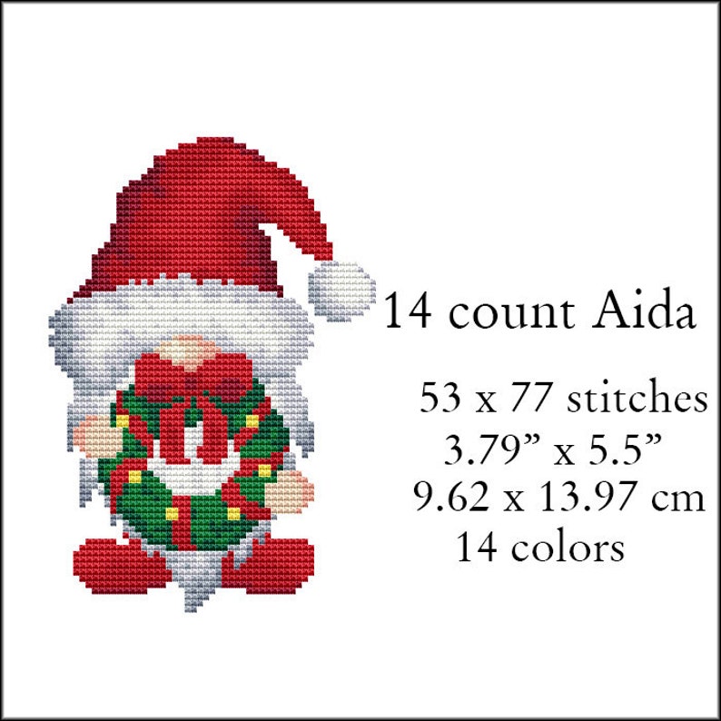Set Christmas Gnome Cross Stitch Pattern Modern Easy Cross Etsy