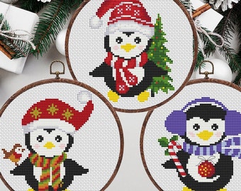 Christmas Penguin Cross Stitch Pattern Set (PDF)