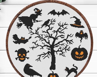 Halloween cross stitch pattern, Autumn cross stitch pattern, Pumpkin cross stitch pattern PDF