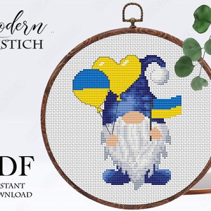 Ukraine gnome cross stitch pattern No war cross stitch pattern Stand With Ukraine xstitch Instant download PDF