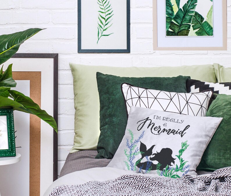 Mermaid Silhouette Cross Stitch Pattern | Under the Sea PDF (instant ...