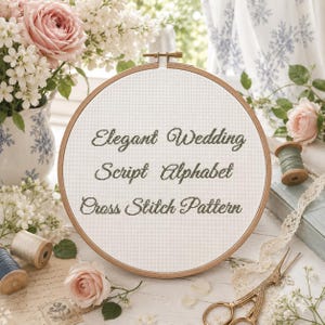Elegant alfabetpatroon voor kruissteek | Monogramlettertype PDF | Trouwletters | Hoofdletters, kleine letters en cijfers | Direct downloaden