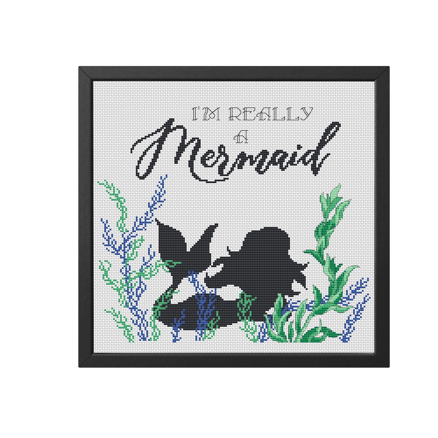 Mermaid Silhouette Cross Stitch Pattern | Under the Sea PDF (instant ...