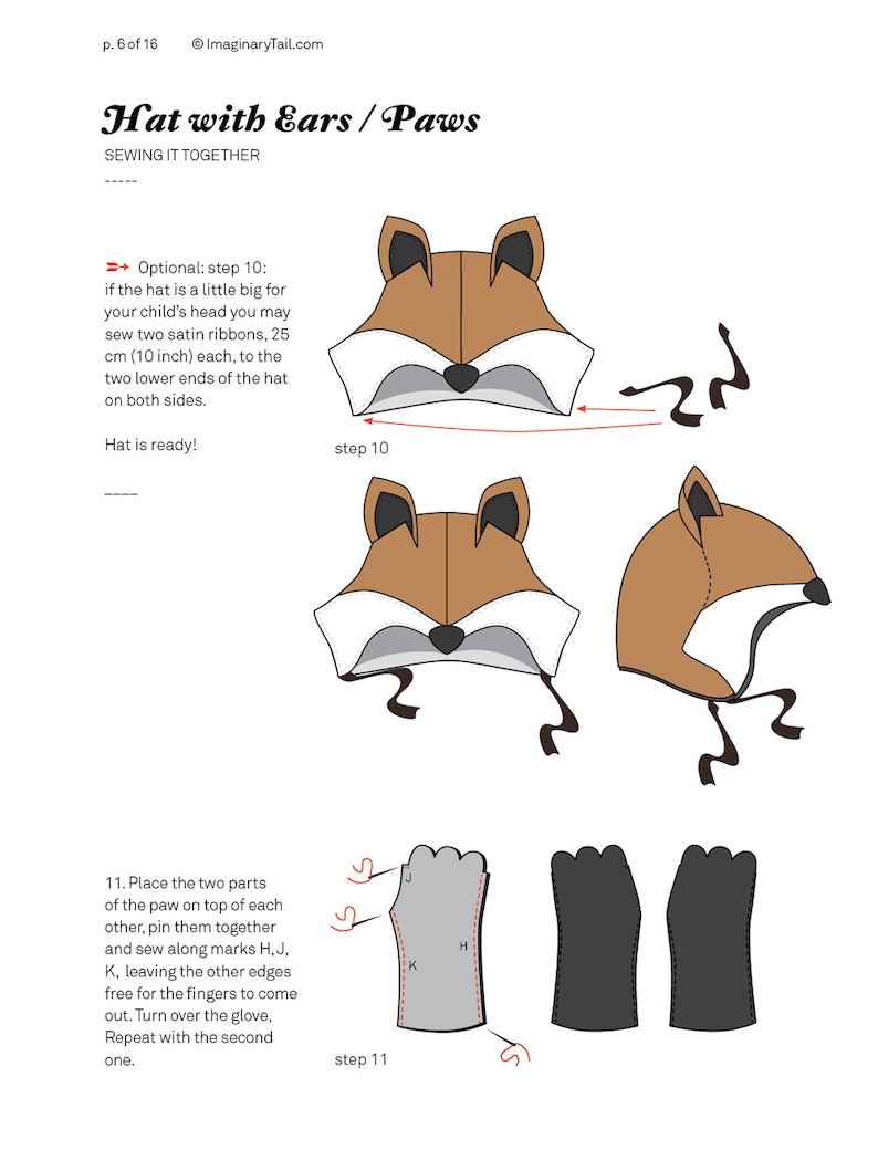 Pattern For Fox Mask DIY Fox Costume Sewing Pattern: Toddler & Children (PDF Pattern) - Etsy