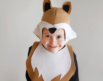 Fox PATTERN DIY disfraz máscara costura para niño descarga instantánea ideas de animales del bosque para niños bebé niños vacaciones de Pascua regalo de Halloween