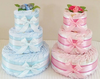 Nappy Cake - 3 Tier Bronze - Baby Shower Gift Maternity New Baby Gift Hamper Sydney Melbourne Brisbane Canberra Australia